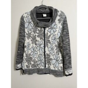 Dolcezza Knit Cowl Neck Sz S Long Sleeve Boho‎ Earthy Floral Shirt Artsy Neutral
